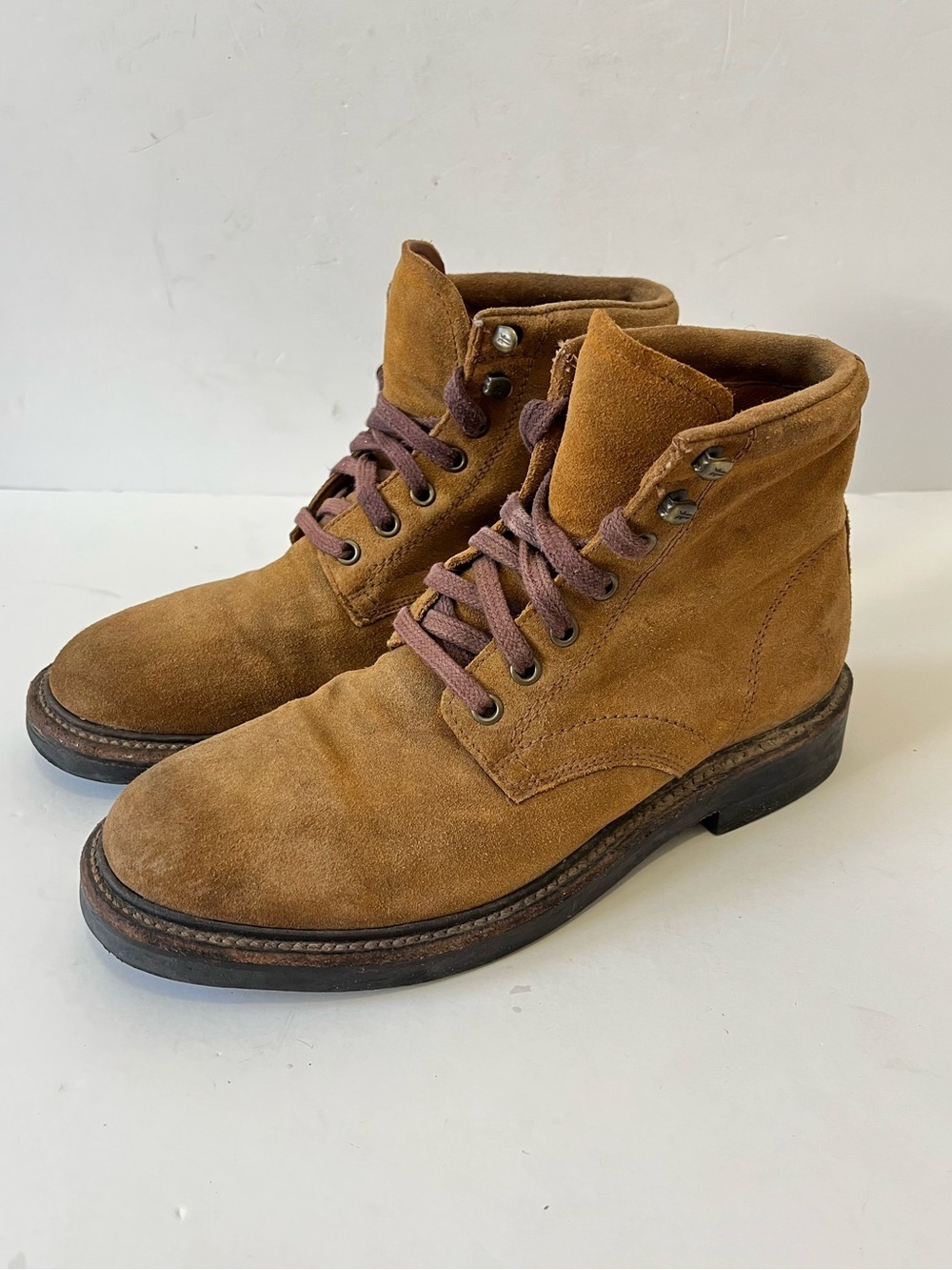 Frye Men's Gordon Suede Lace Up Combat Boots Tan Size 7.5